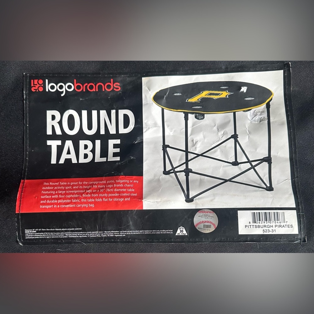 LogoBrands Pittsburgh Pirates Foldable Round Tailgate Table